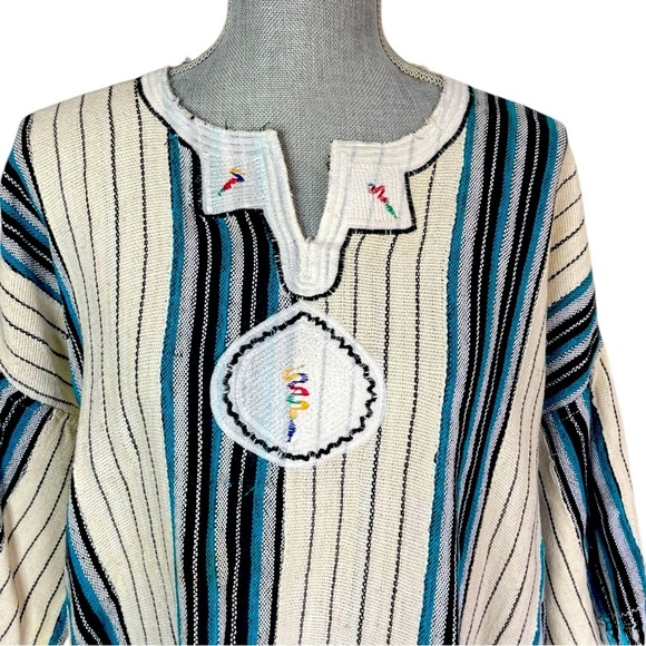 Vintage Embroidered Kaftan Muumuu Boho Hippie Poncho Dress | Cover up Free Sz - Picture 4 of 10